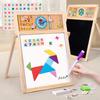 Magnetic Double-Sided Wooden Kids Whiteboard and Chalkboard - Foldable Drawing and Writing Board Toy