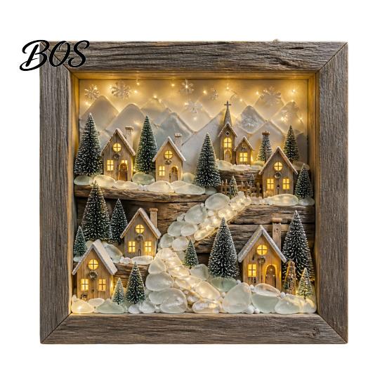 Tabletop Decorative Light Sea Glass Art Painting with LED Light, DIY Mosaic Arts and Craft Kit, Desk Accessory Ocean Themed Beach Kit for Home Office