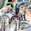 Pet Cat Hat Cute Open Ears Pet Bucket Hat Sun Protection Sunshade Cat Jewelry Photo Decoration Hat