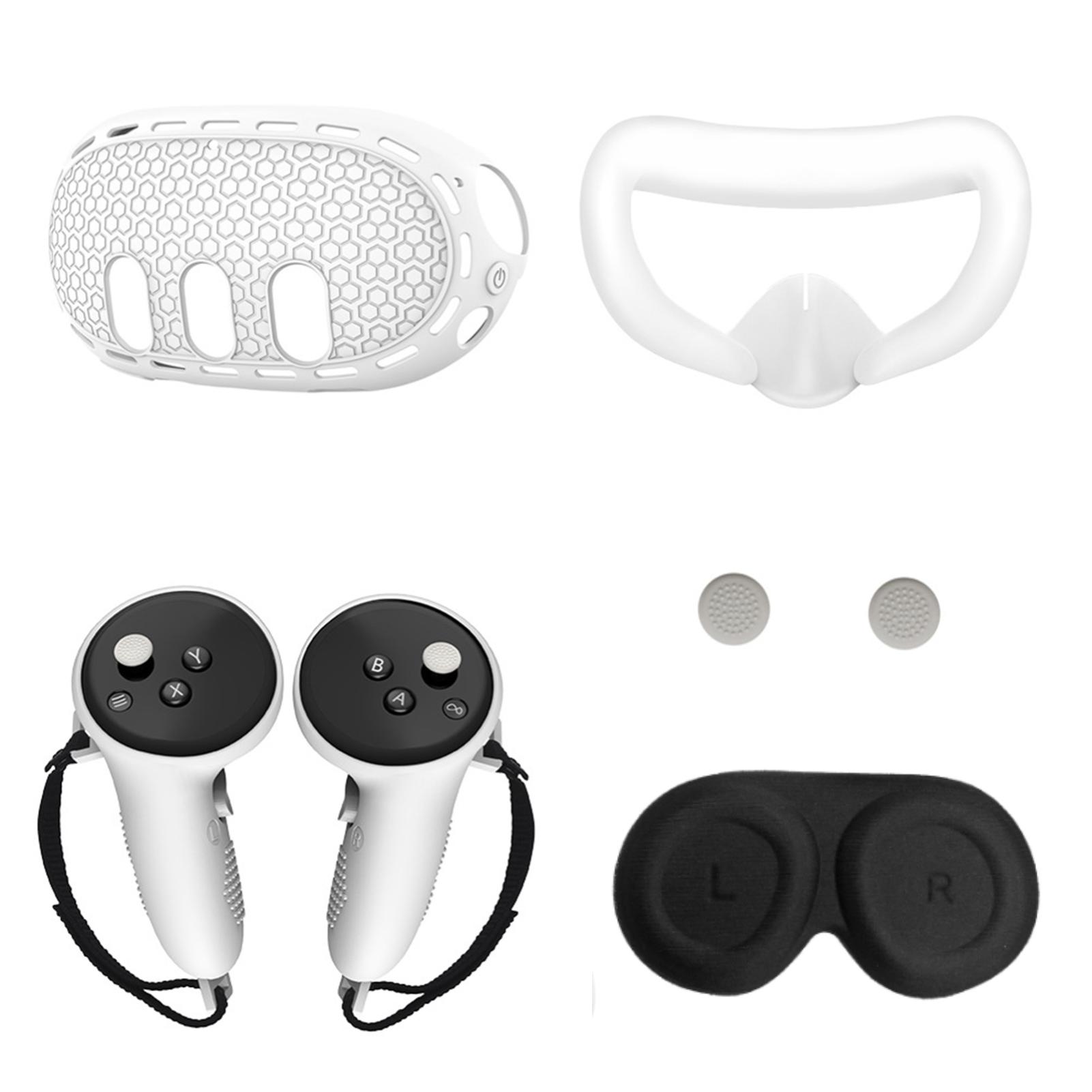 5-delige Set voor Meta Quest3 Siliconen Gezichtshoezen Lens Beschermhoezen Vervanging voor Quest3 VR Accessoires wit wit