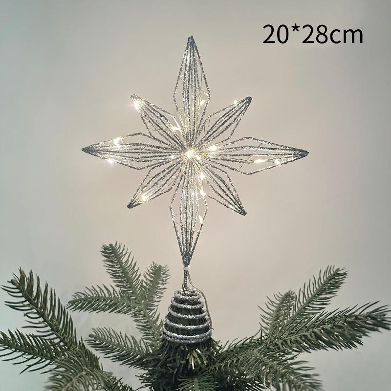 1Pcs Christmas Home Party Decoration Christmas Tree Toppers Star With Led String Lights Ornaments For Festival Party New Year