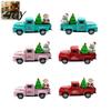 Alloy Vehicle Ornament Christmas Pickup Truck Figurine, Vintage Car Statue with Santa Claus, Miniature Model Tree, Snowman, for Holiday Party