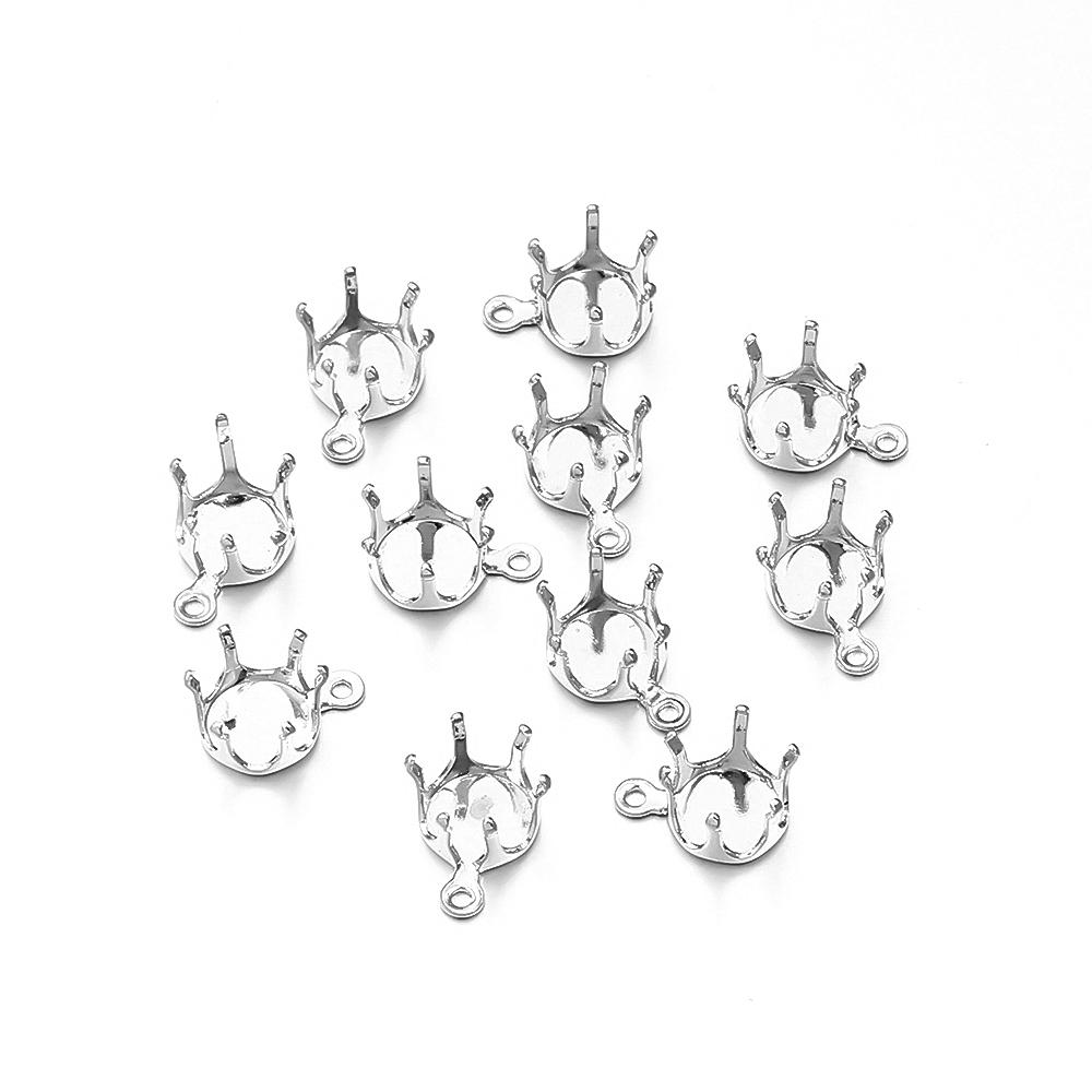 20-100pcs Square Round 4 5 6 7 8 10mm Crystal Glass Cabochons Base Metal Claw Settings Stud Earring Base Cabochon Came Tray