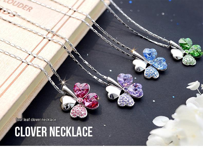 Limited Offer! Dongdaemun Korean Crystal Necklace - Finding Happiness Clover