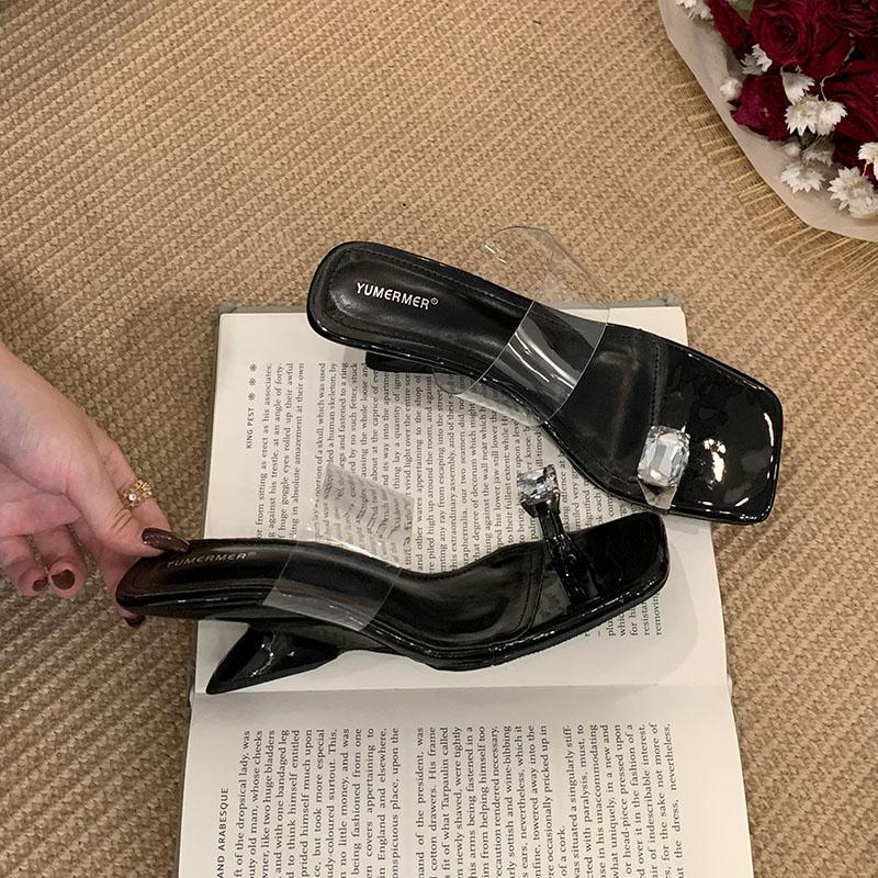 

Fashion Luxury Fashion Crystal Women Wedges Sandals Shoes Female Slip On Footwear Shallow Ladies Heeled Sandals Slides Shoes Pumps 35 чёрный