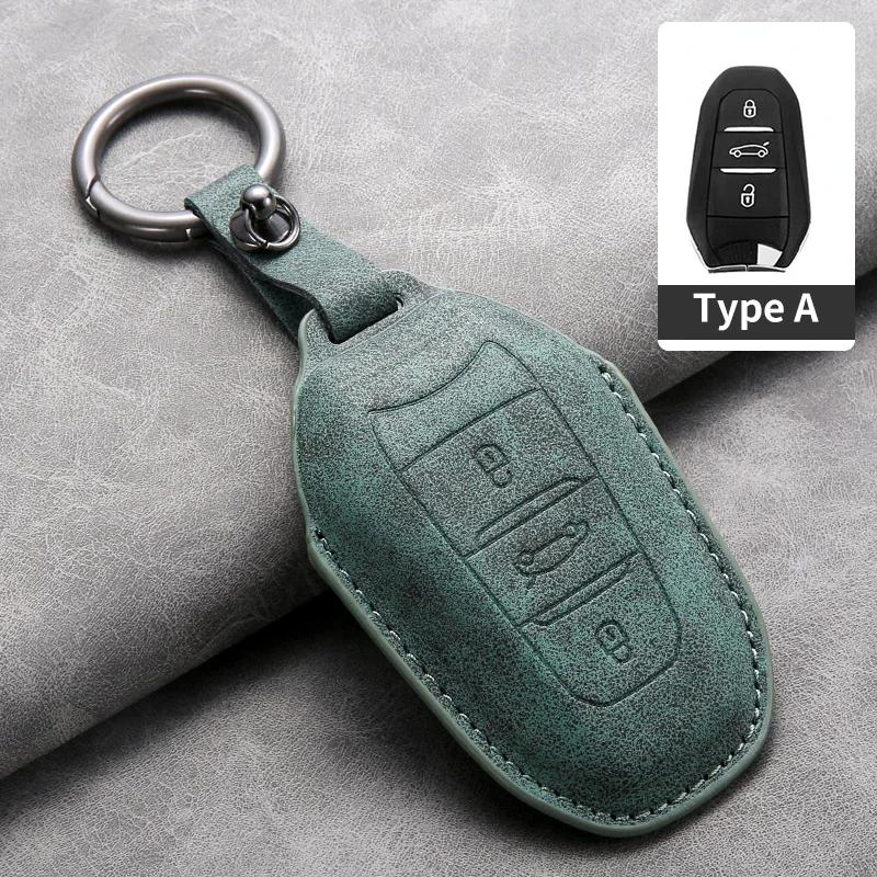 

Leather Car Key Case Cover Shell For Peugeot 308 408 2008 3008 4008 5008 For Citroen C4L C6 C3-Xr Picasso Ds3 Ds4 Ds5 Keychain