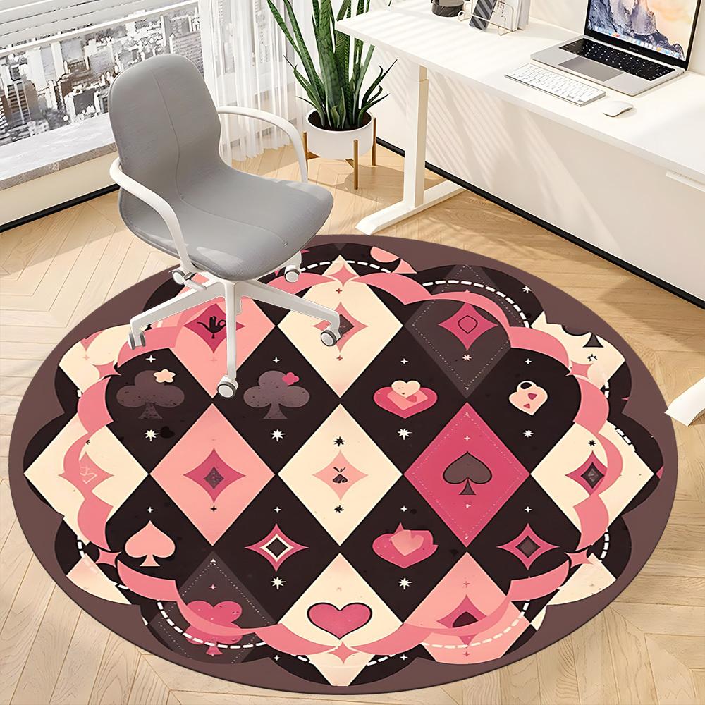 1PC Playing Card Pattern Chair Carpet for Office, Indoor Non-Slip Washable  Carpet, Soft Comfortable Mat For Office Room yy250930083