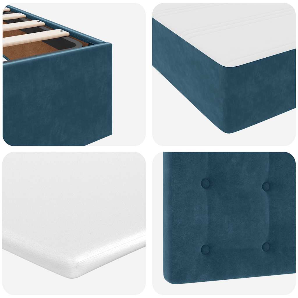 Ottoman Bed with Mattress & LEDs Dark Blue 90 X 190 Cm Velvet