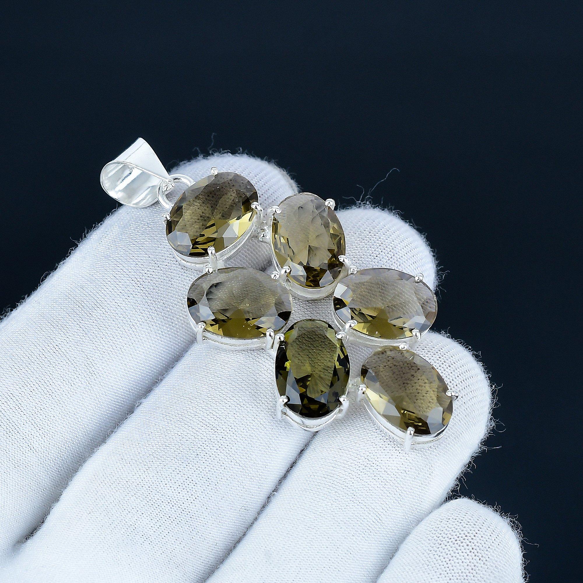 

Кулон с дымчатым кварцем из серебра 925 пробы - Дизайн ручной работы, Ювелирное украшение на каждый день, Уникальный кулон с дымчатым кварцем в подарок маме 2.5 коричневый