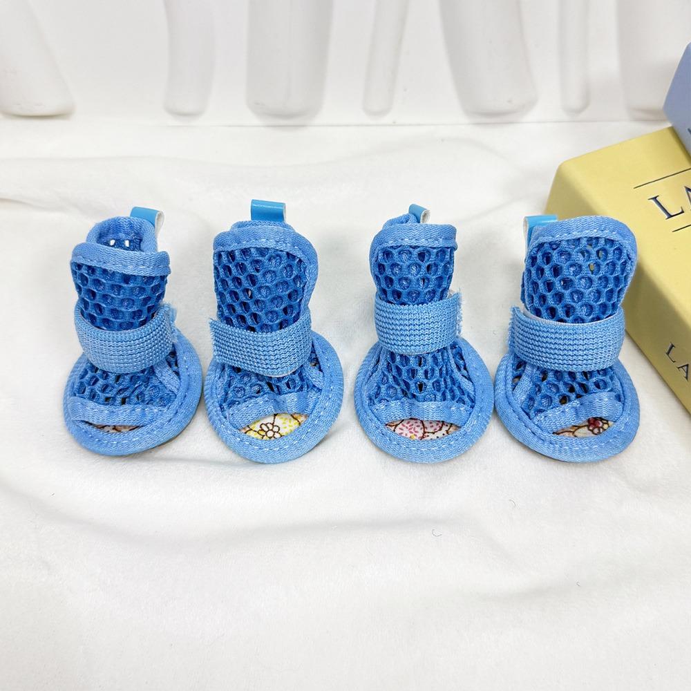 4Pcs Soft-sole Dog Shoes Non-slip Cooling Dog Boots Cute Dog Foot Cover For Small Medium Pets