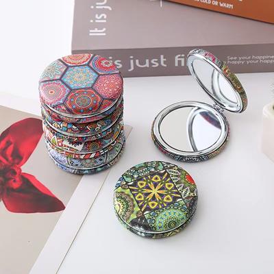 A Bohemian Folding Retro Portable Round Cosmetic Mirror