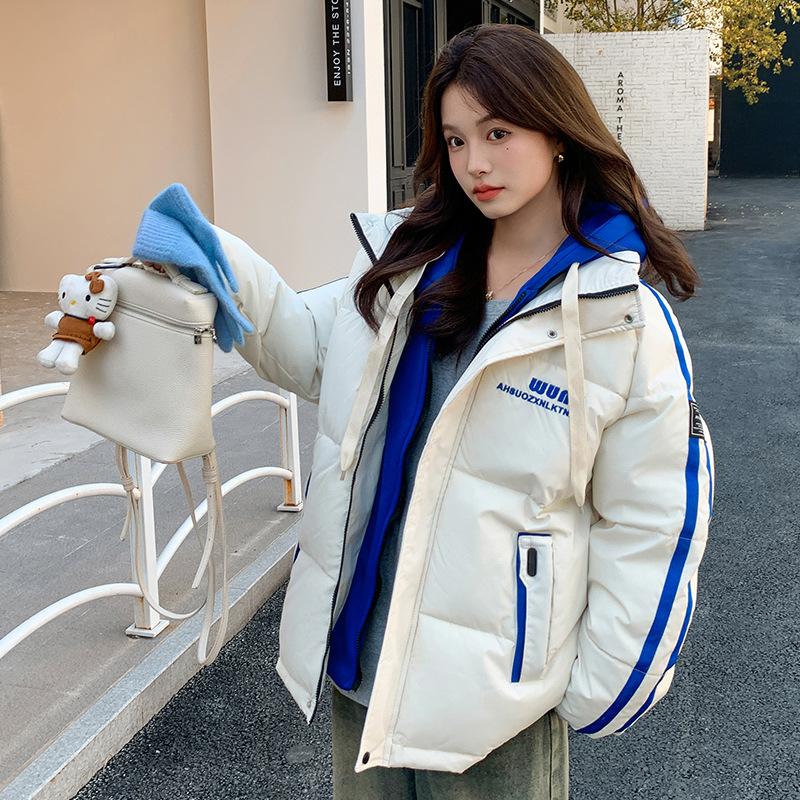 

Пальто из двух частей с капюшоном и хлопковой подкладкой, женское осенне-зимнее теплое свободное повседневное пальто, женское хлопковое подкладочное пальто XL белый