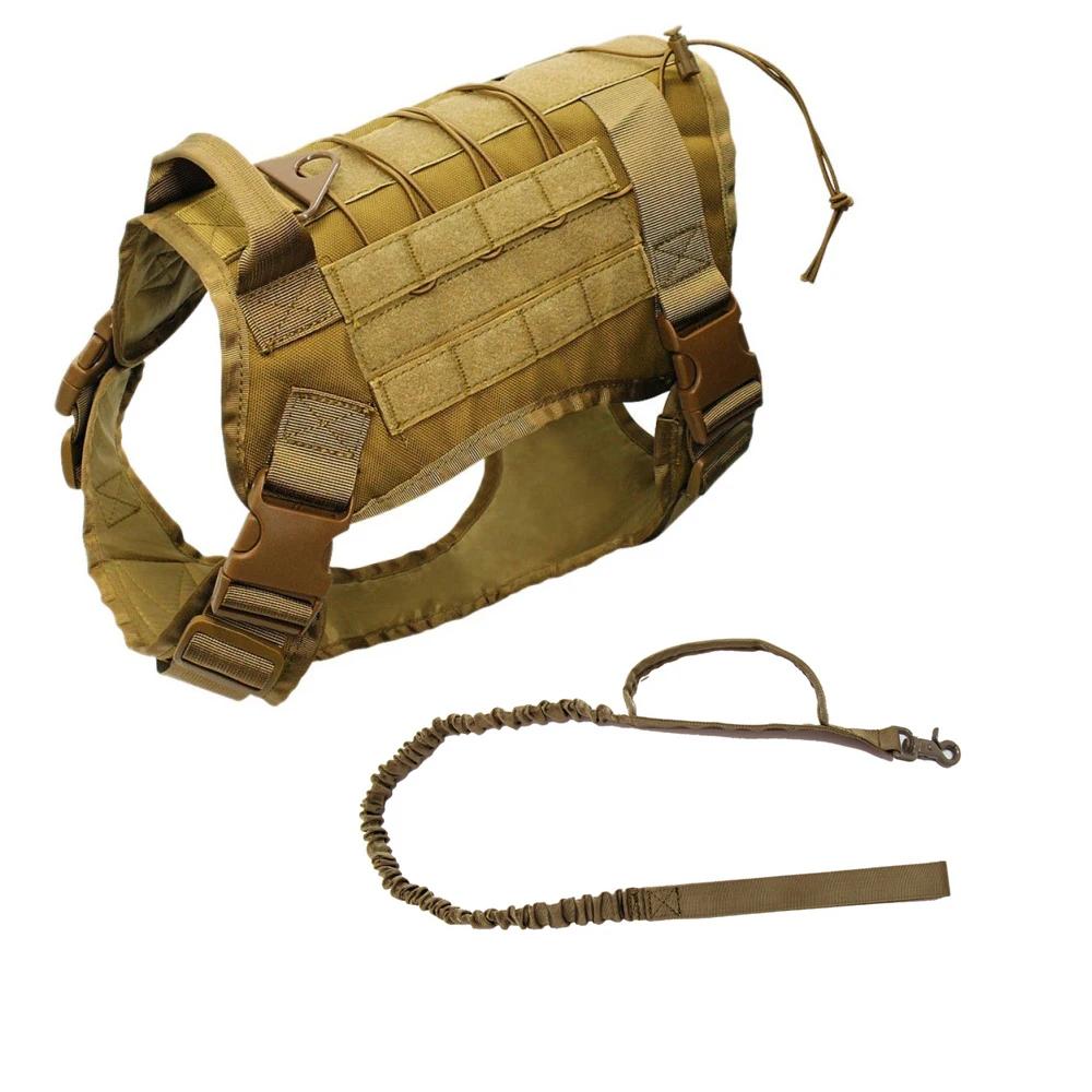 Military Tactical Dog Vest Harness K9 Working Dog Nylon Bungee Leash Lead Training Running For Medium Large Dogs German Shepherd