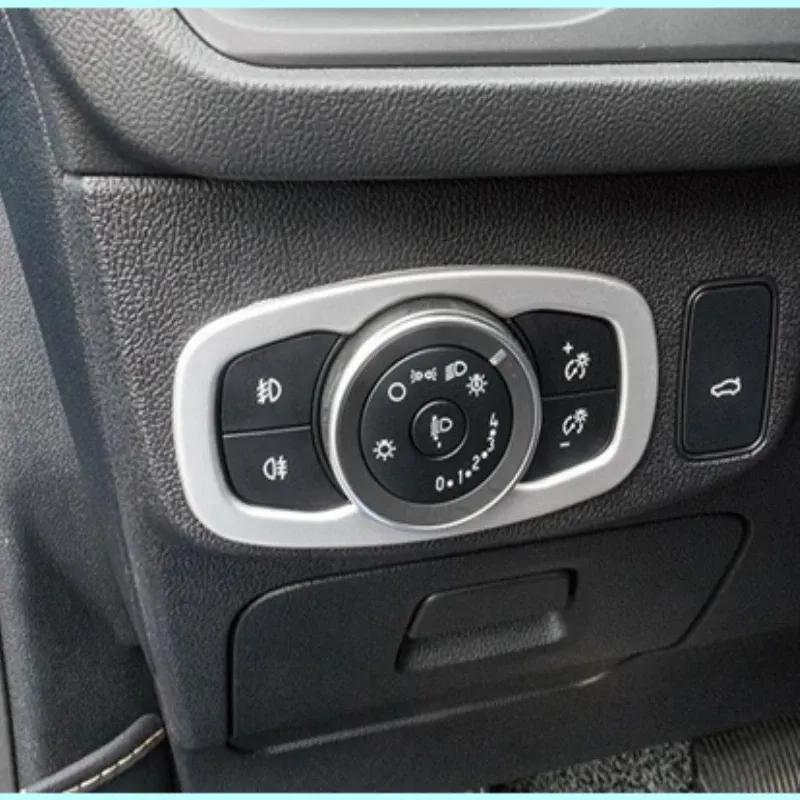 For Ford Focus For Ford Fiesta MK8 2017 2018 Carbon Fiber Car Headlight Head Lamp Switch Cover Trim Inner Accessories
