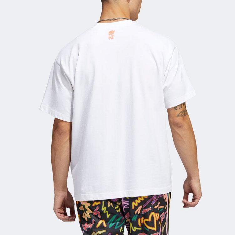 adidas originals SS22 Cartoon Logo Printing Round Neck Casual Short Sleeve Unisex White Men's HC3076