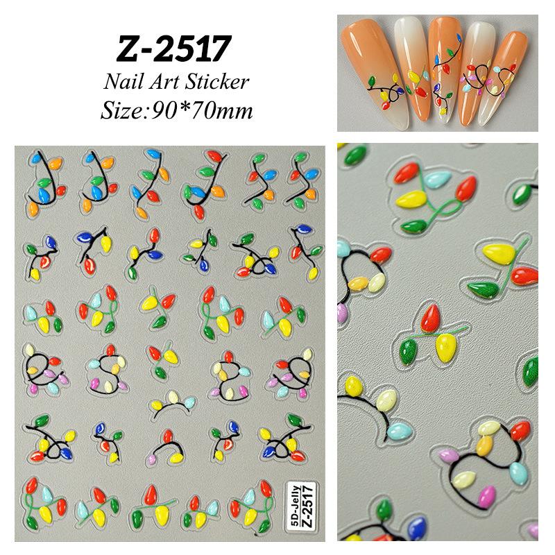 5D Embossed Christmas Nail Stickers - Semi-Matte Finish Disposable Plastic Decals for Festive Manicure , Christmas Nail Stickers