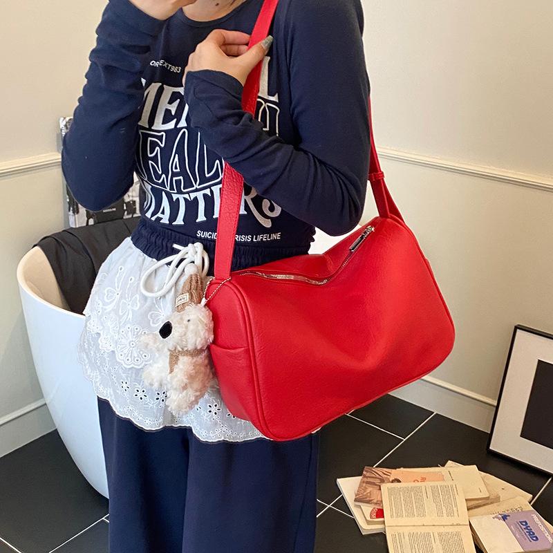 2025 retro bag simple solid color underarm bag women's casual fresh and fashionable shoulder bag women's bag foreign style small bag