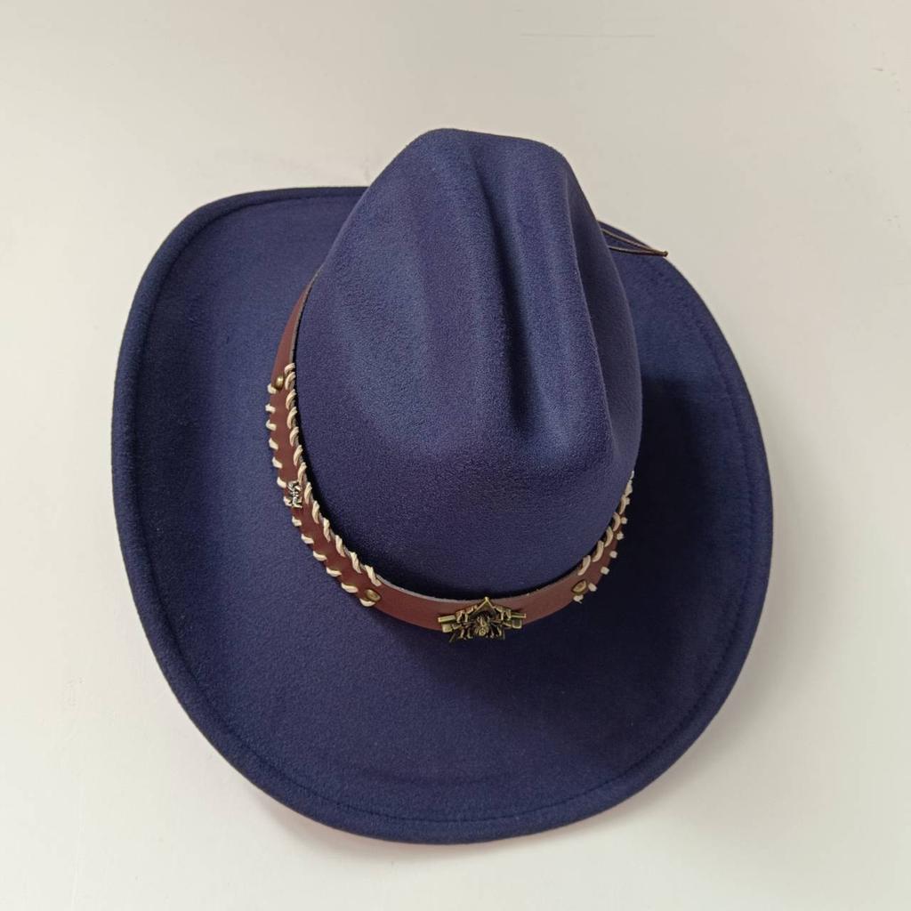 Cowboyhut Kuhkopf-Accessoires Cowboyhut einfarbiger Filzhut Herren und Damen großer Rand Outdoor-Hut Ritterhut