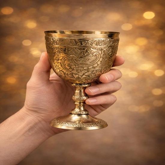 Set of 2 Brass Wine Goblets Medieval Chalice Cups Handmade Decor Gift Renaissance Drinkware
