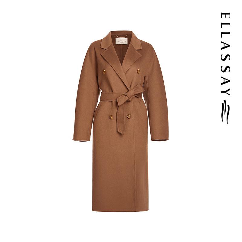 ELLASSAY Women's Autumn Double-Breasted Wool Blend Coat