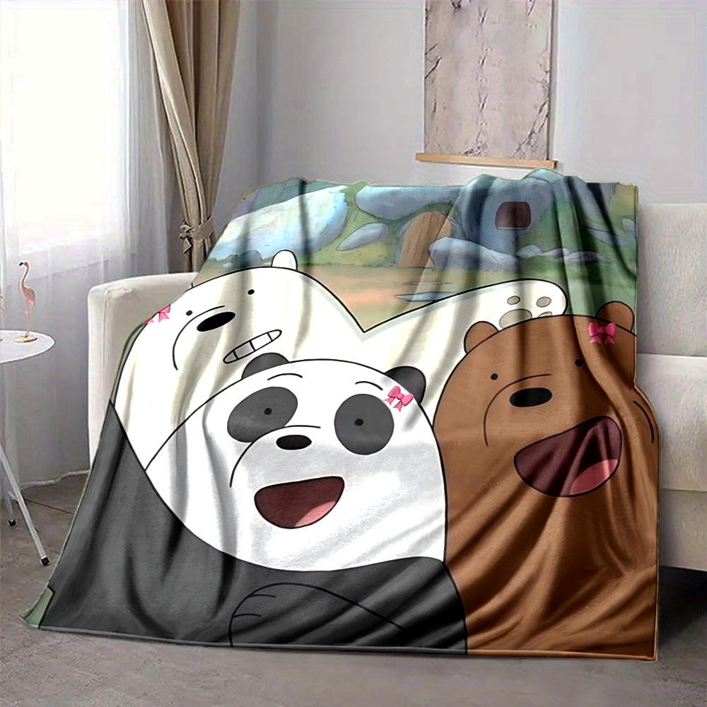 1pc We Bare Bears Flannel Throw Blanket Lightweight Soft Warm All Season Blanket for Sofa, Bed, Travel,L1028156
