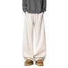 51 Hip-Hop Style Thick Fleece Pants for Men, Winter Thickened Vintage-Inspired Patchwork Lazy Wide-Leg Casual Trousers
