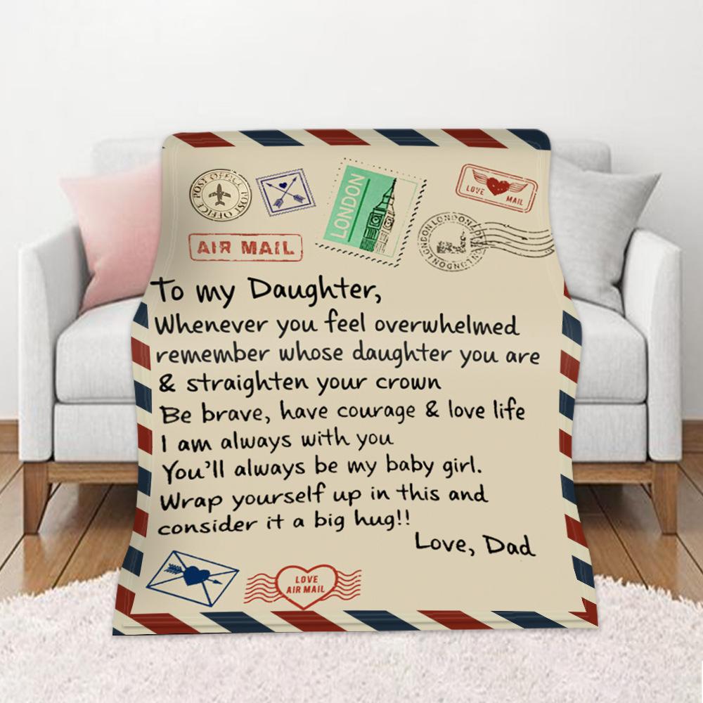Mom And Dad'S Airmail Blanket For Daughter Actively Encourages Love Gift Portable Flannel Blanket
