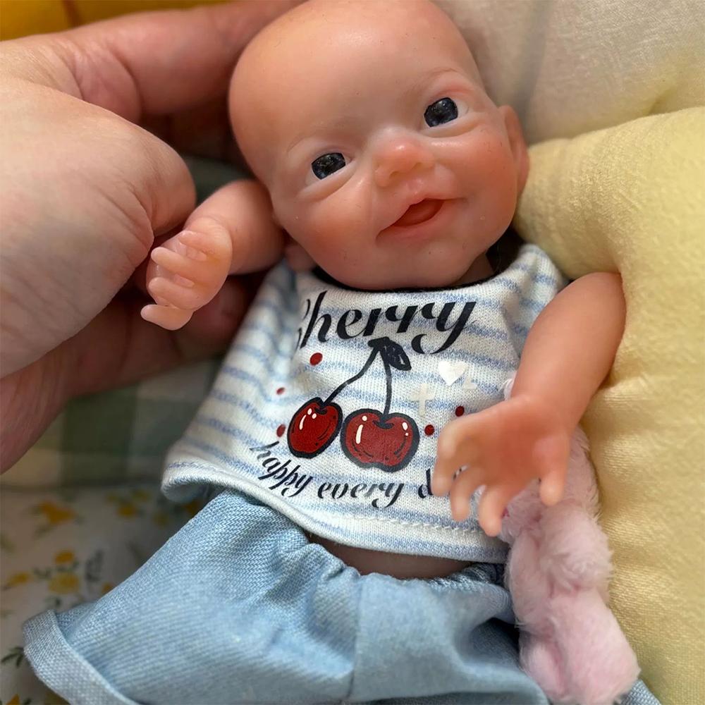 20CM Full Solid Silicone Doll Toy Flexible Elastic Super Soft Cute Small Size Squish Silicone Lifelike Reborn Bebe Doll Toys Boy Doll