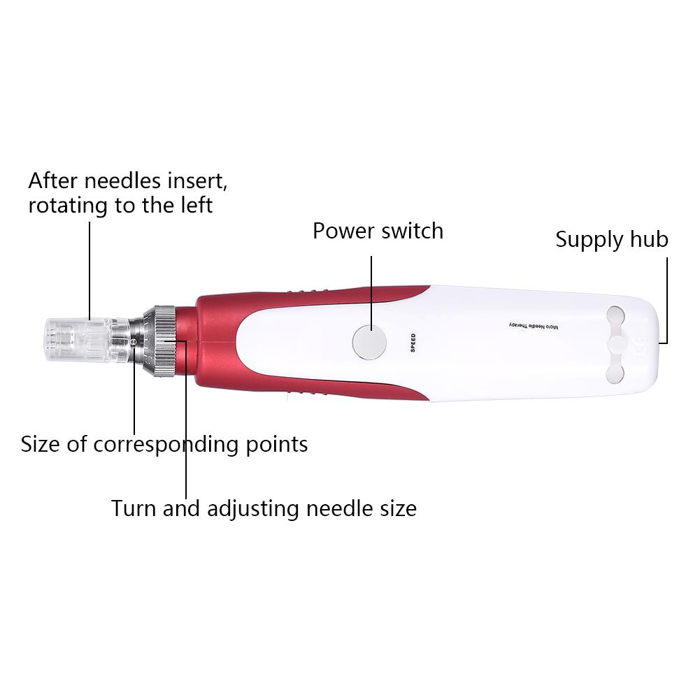 2 Types Electric Micro Needle Pen Anti Aging Skin Face Therapy With 2 Pcs 12-pin Needles