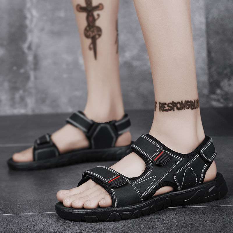 Summer new men's sandals men's trend casual black youth driving waterproof beach shoes dual-purpose cool slippers men