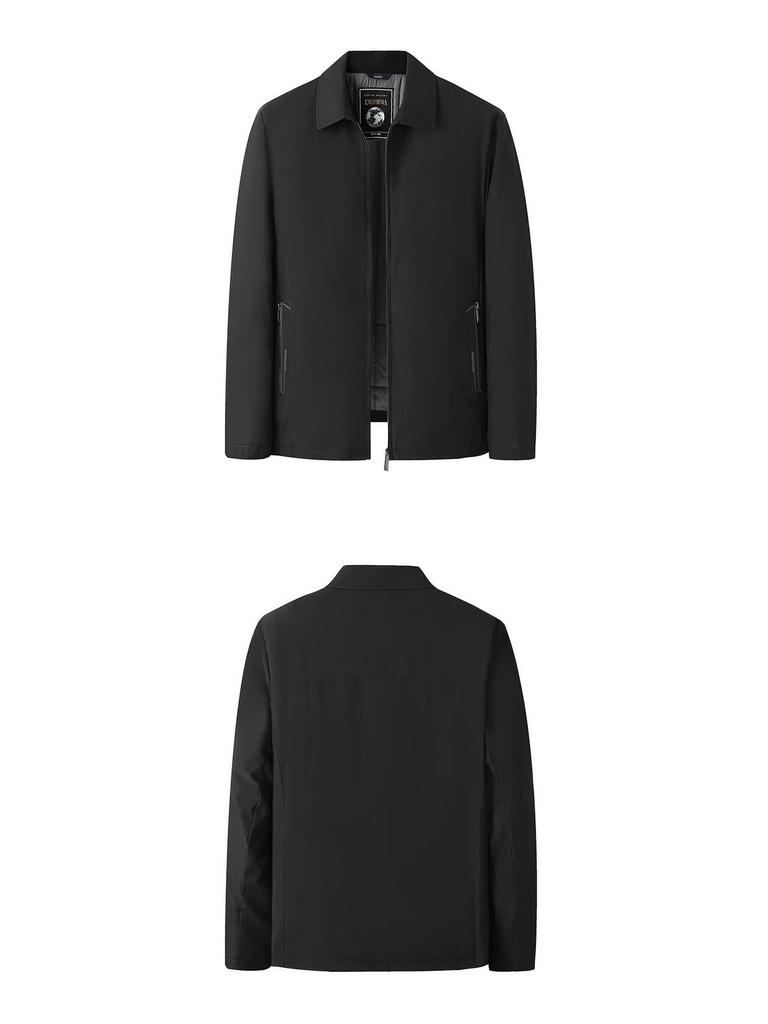 Romon Men's Quilted Turn-Down Collar Fleece-Lined Jacket - Autumn/Winter Style, Ideal for Middle-Aged and Elderly