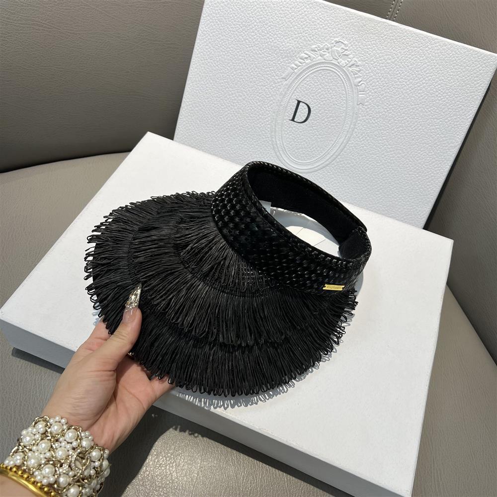 Beach Straw Woven Sunshade Hat Rhinestone Embroidered Sun Hat Fashionable Leisure Vacation Foldable Women's Empty Top Hat