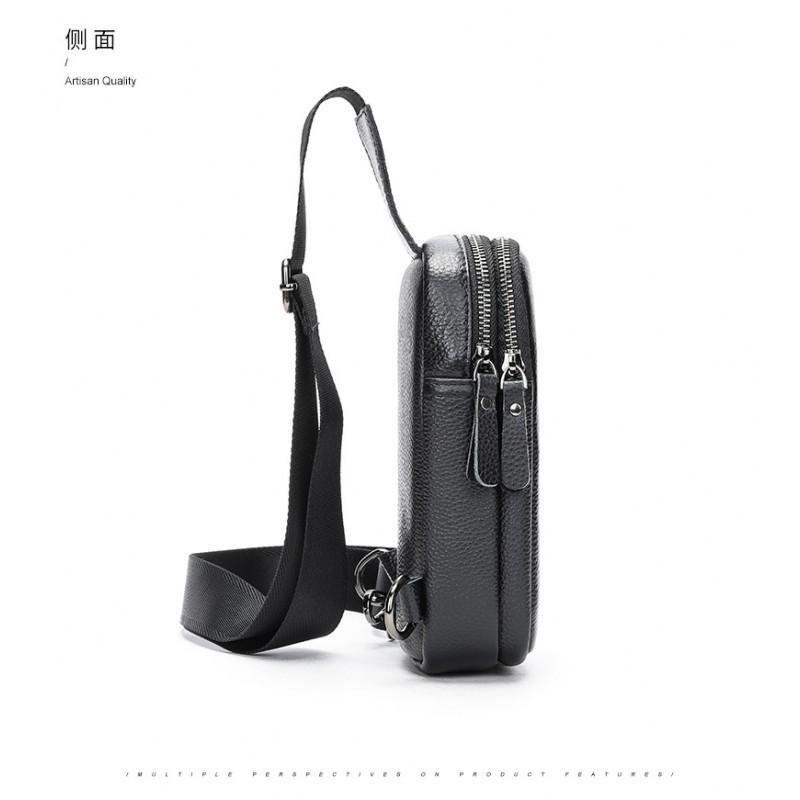 New Genuine Cowhide Chest Bag With Large Capacity Versatile Crossbody Fashionable Leather Men's Shoulder