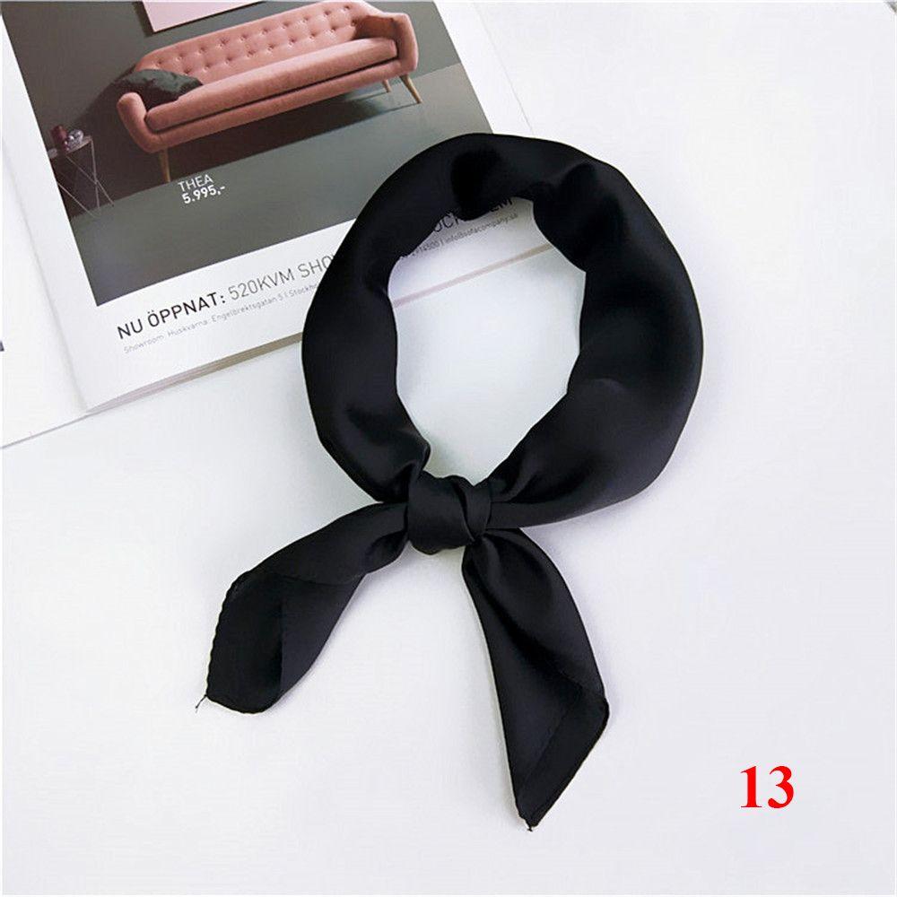 Gifts Elegant Solid Color Head Neck Hair Tie Band Silk Feel Satin Women Square Scarf
