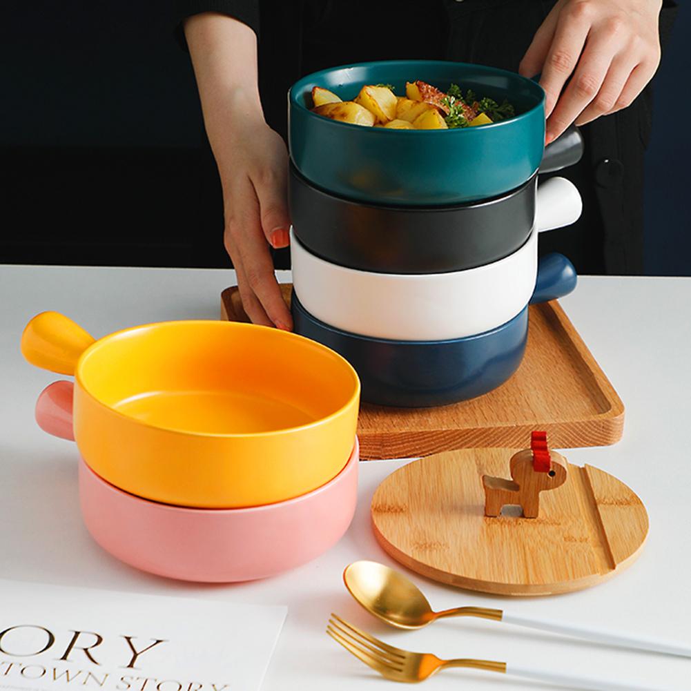 Nordische Keramik Instant-Nudel-Schüssel mit Griff Frühstück Reis Backschüssel Dessert Suppe Obstsalatschüssel