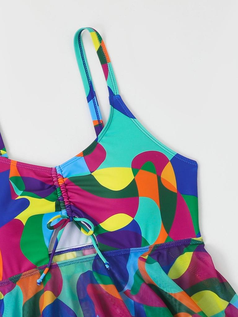 2025 European & American Swimwear: New Plus Size Split Bikini Dress-Style Swimsuit for Women