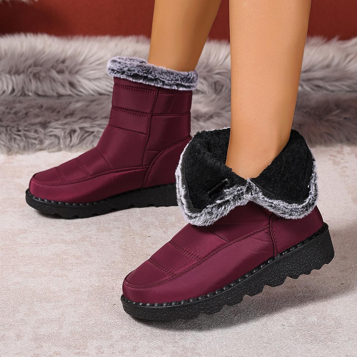 

2025 Winter New Pure Color Women s Cotton Boots Fashion Anti-skid and Wear-resistant Warm and Comfortable Winter Women Boots 36 красный