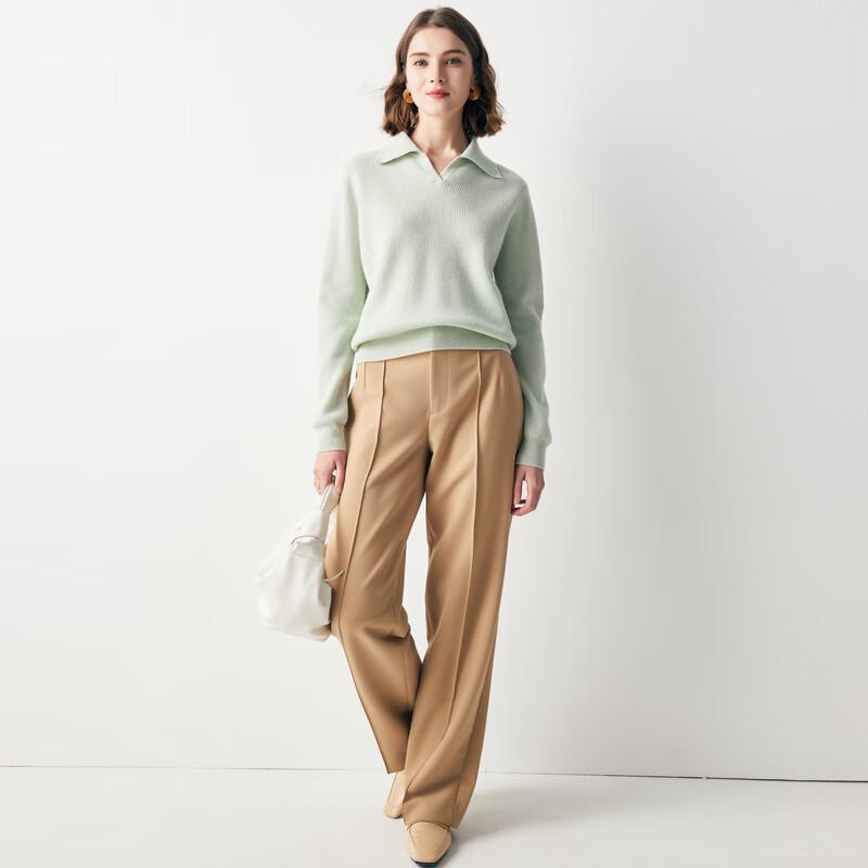 Women's POLO Collar Jacquard Cashmere Sweater