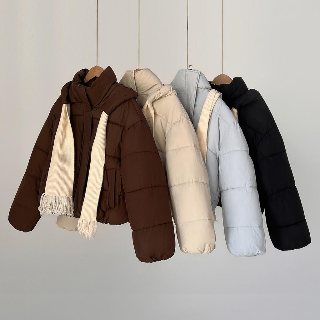 Autumn Winter Women's Padded Jacket, Fashion Patchwork 2-in-1 Solid Color Hooded Cotton Coat Warm Thicken Outerwear