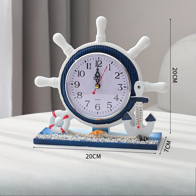 

Украшение для спальни Настольные часы Деревянные часы Украшения в гостиной Средиземноморские Навигационные Штурвальные часы Настольные часы