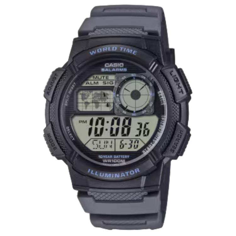 

CASIO G SHOCK 100m Water Resistant Quartz Movement Resin Strap Watch Men s Watches Gray Dial AE-1000W-8AV Gray Dial