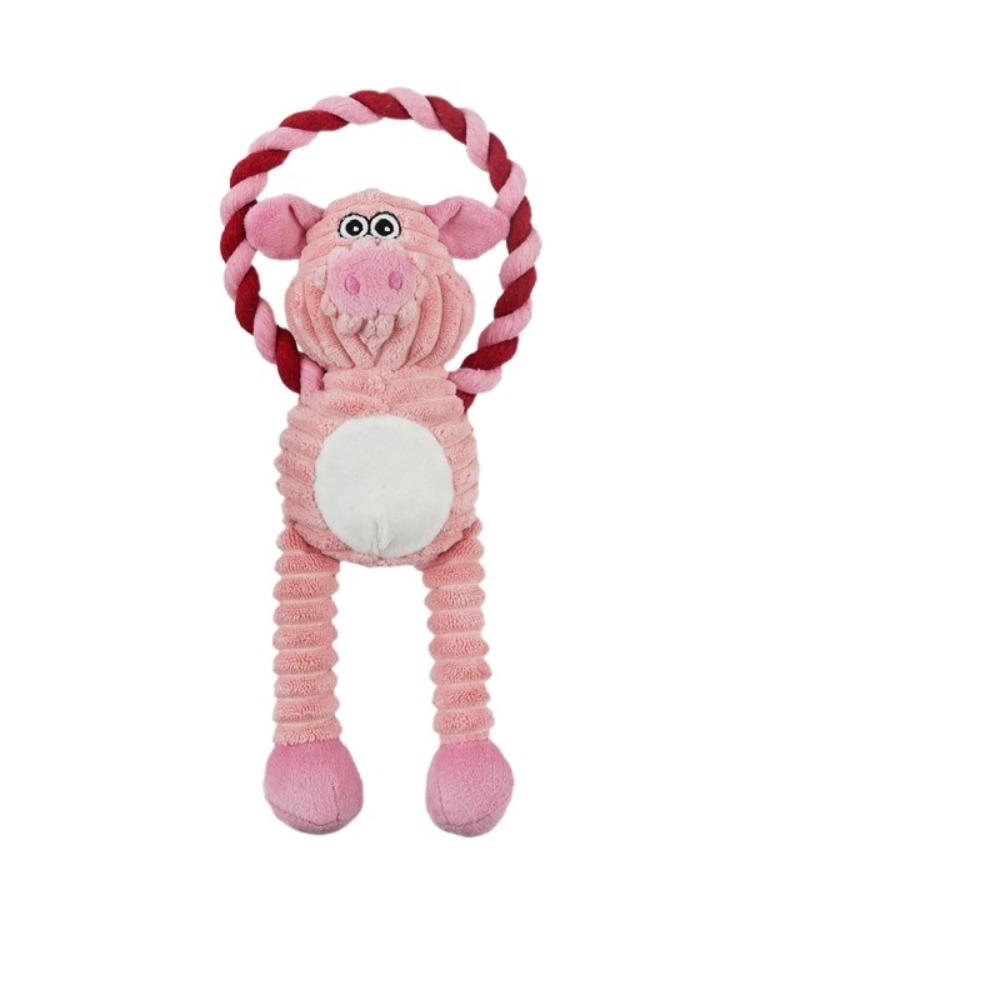 

Sounding Cotton Rope Pull Ring Bite Resistant Interactive Toys Dog Chew Knot Toy Teeth Cleaning розовый