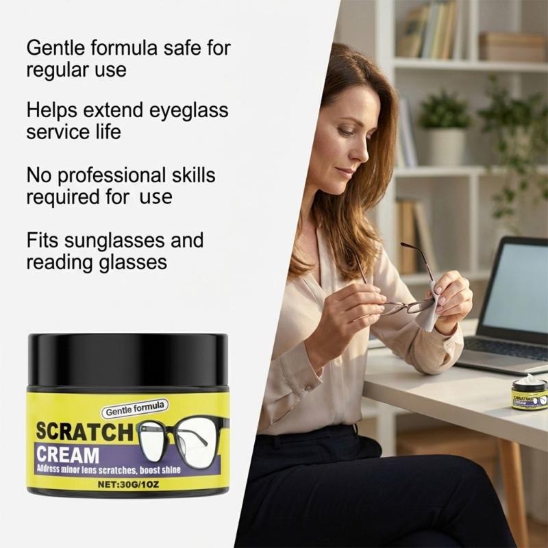 Lens Scratch Remover Glasses Lens Cleaner with Cleaning Sponge for Students Workers and Eyeglasses Store