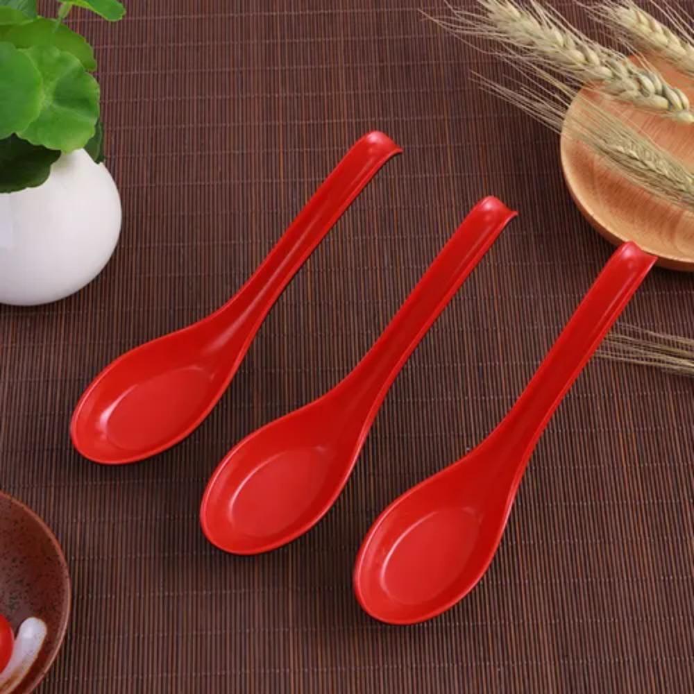 

5pcs/set Long Handle Porridge Spoons Bicolor Red Black Soup Spoons Durable Sauces 5pcs