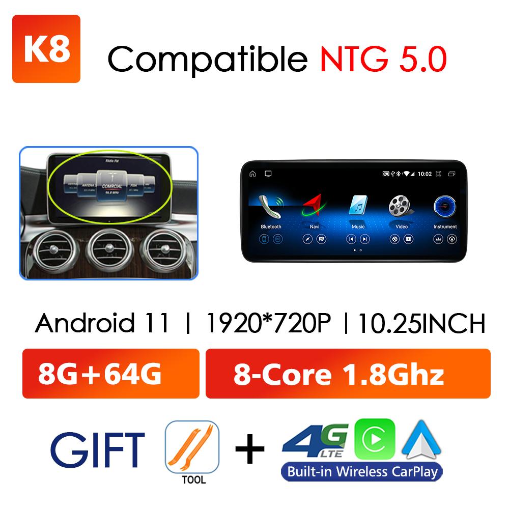 Android 12 Wireless CarPlay For Mercedes Benz C Class W205 2014-2018 Car Multimedia Navigation GPS SWC DSP 4G WiFi Netflix