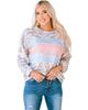 Azura Exchange Contrast Stripes Patchwork Puff Sleeve Knit Top