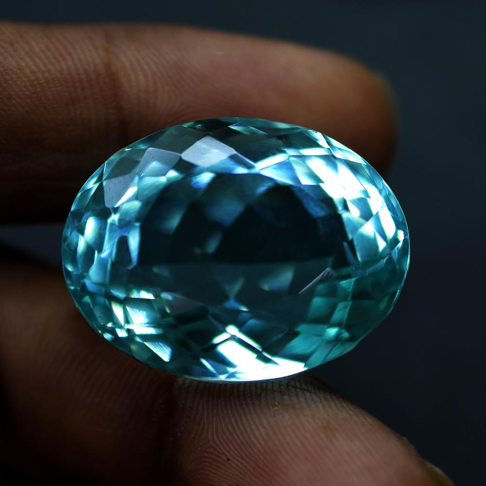 AAA++ Natural Aquamarine 53.90 Ct Oval Enhance Ring Size Certified Gemstone My-671-k