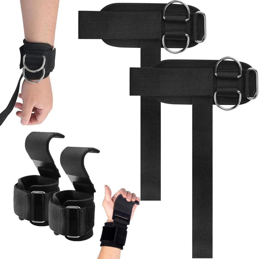 1pair Portable Non-Slip Weight Lifting Straps Heavy Duty Enhanced Grip Wrist Support Straps D Ring Training Straps Workout