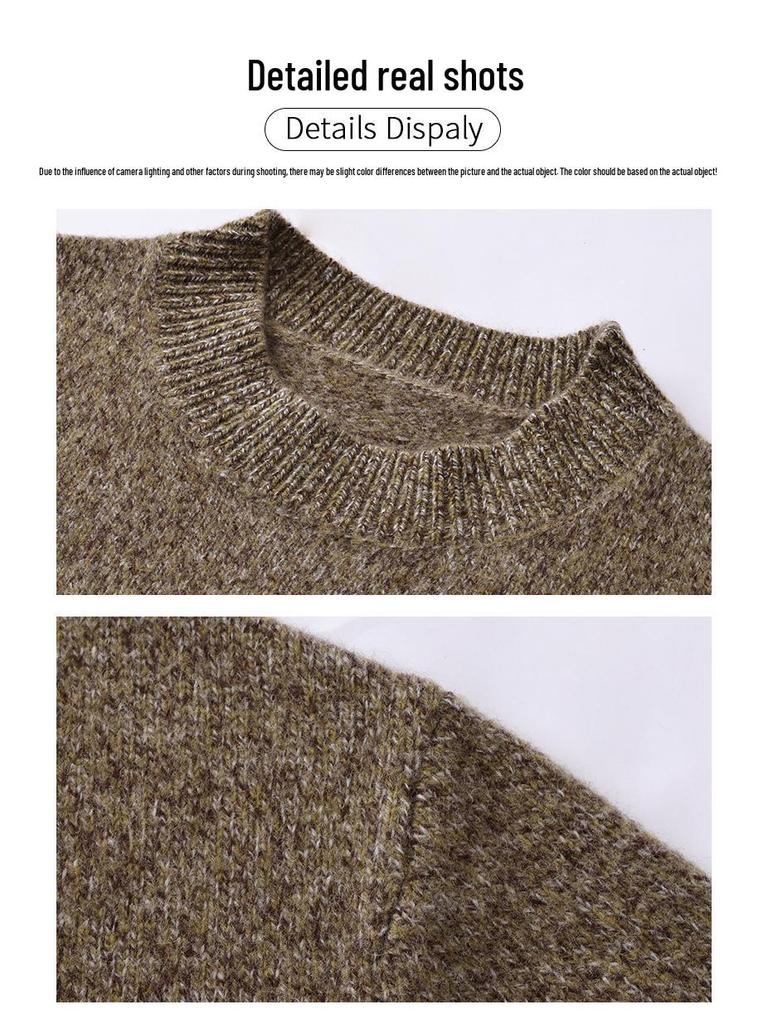 Men's Hengyuanxiang 100% Pure Wool Slub Sweater - Round Neck, Warm, Autumn/Winter 2025 Collection
