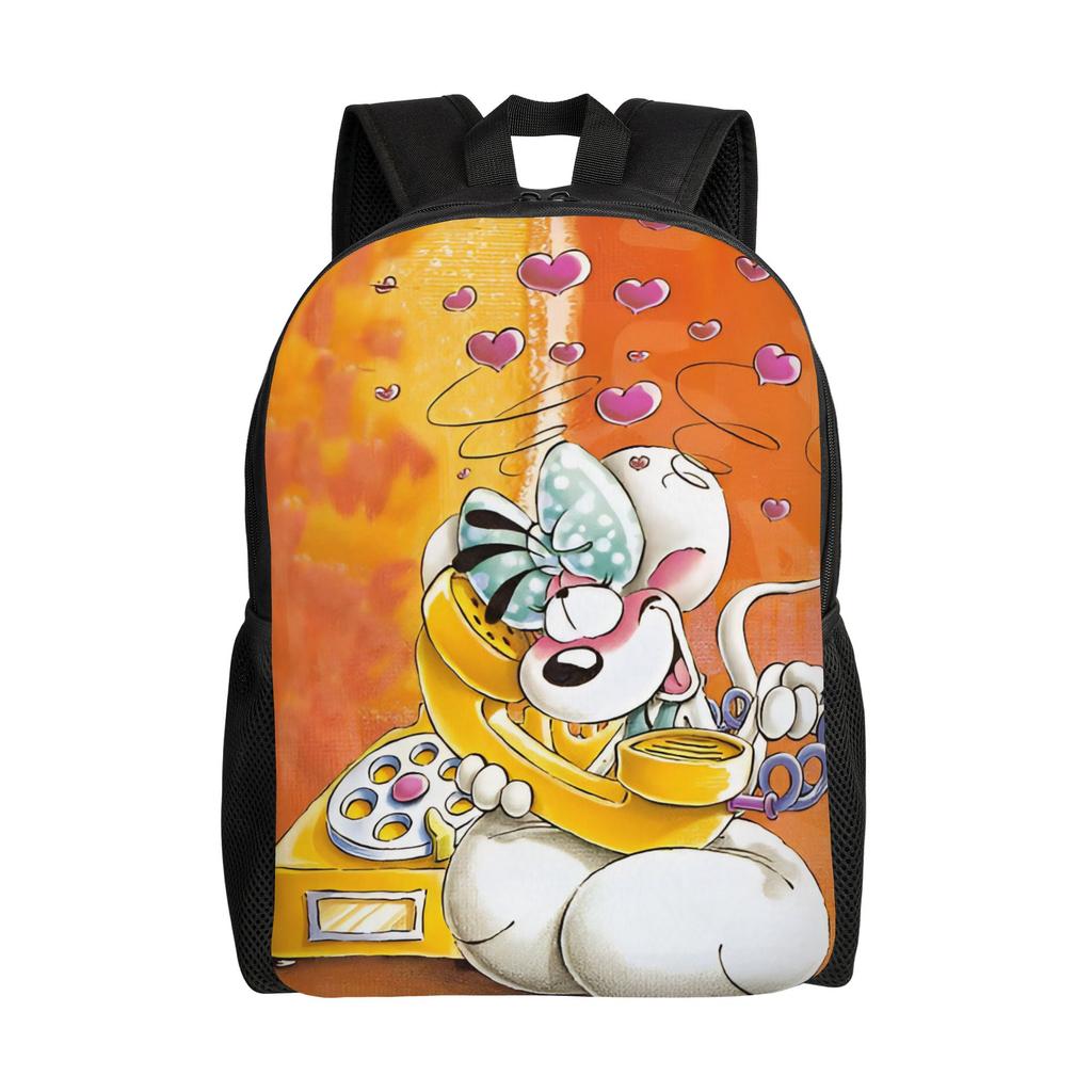 Cute Cartoon D-Diddl Mouse Backpack for Men Women Cool High School Hiking Travel Daypack College Shoulder Bag Outdoor